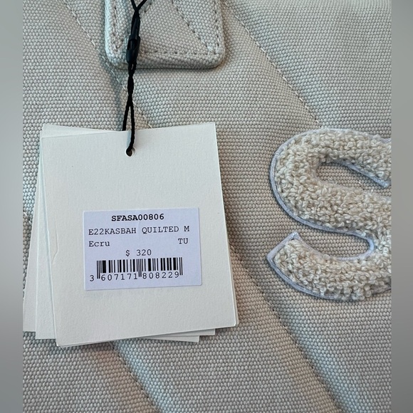SANDRO Kasbah Quilted Canvas Tote Bag In Ecru. NWT - Picture 4 of 16